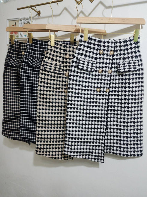 Women Button Decor High Waist Pencil Skirts